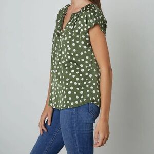 VELVET By Graham & Spencer Joyce Polka Dot Blouse Top Green 3X NWT MSRP $158
